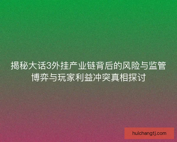揭秘大话3外挂产业链背后的风险与监管博弈与玩家利益冲突真相探讨